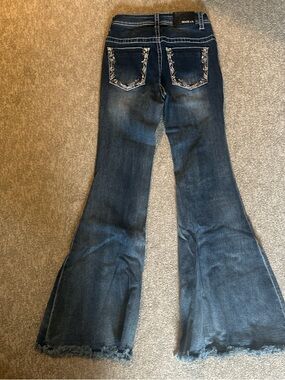 Grace Dark Indigo Flared Jeans with Embellished Back Pockets